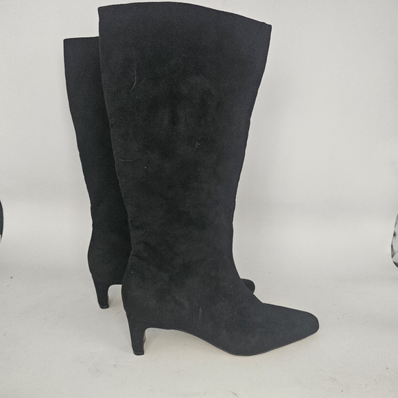 Splendid Black Suede Mid Calf Pointed Toe Kitten Heel Boots Women’s 6.5 - Picture 2 of 8